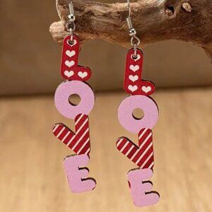 Super Cute Love Wood Earrings #211